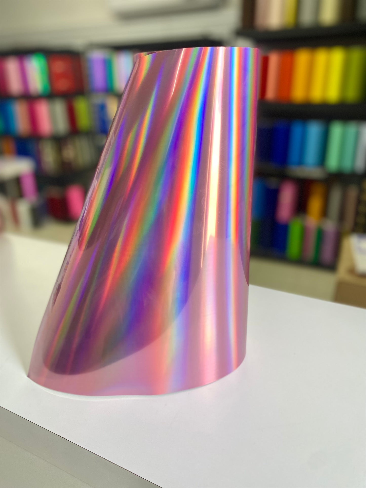 Vinil Textil Metallic Holographic Pink