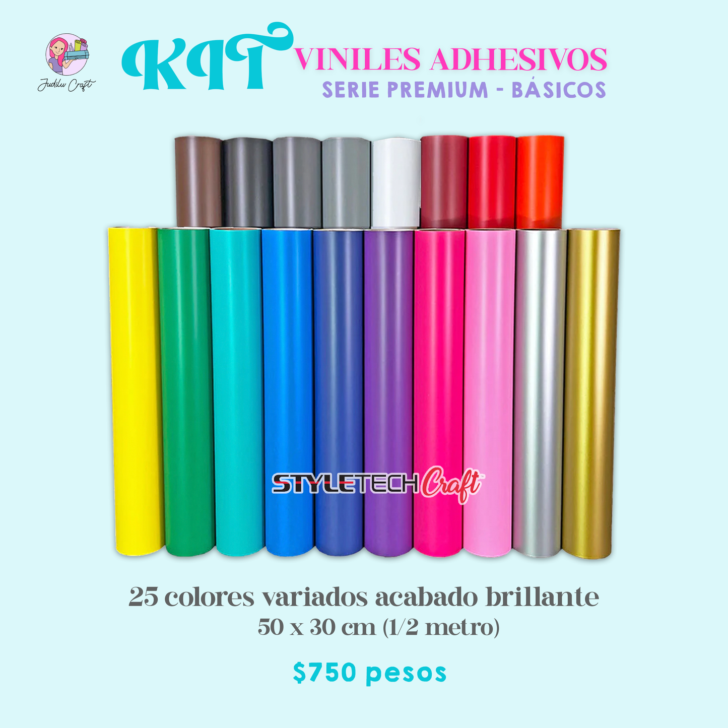 🌈 KIT DE INICIO: Viniles Adhesivos Premium Básicos 50 CM