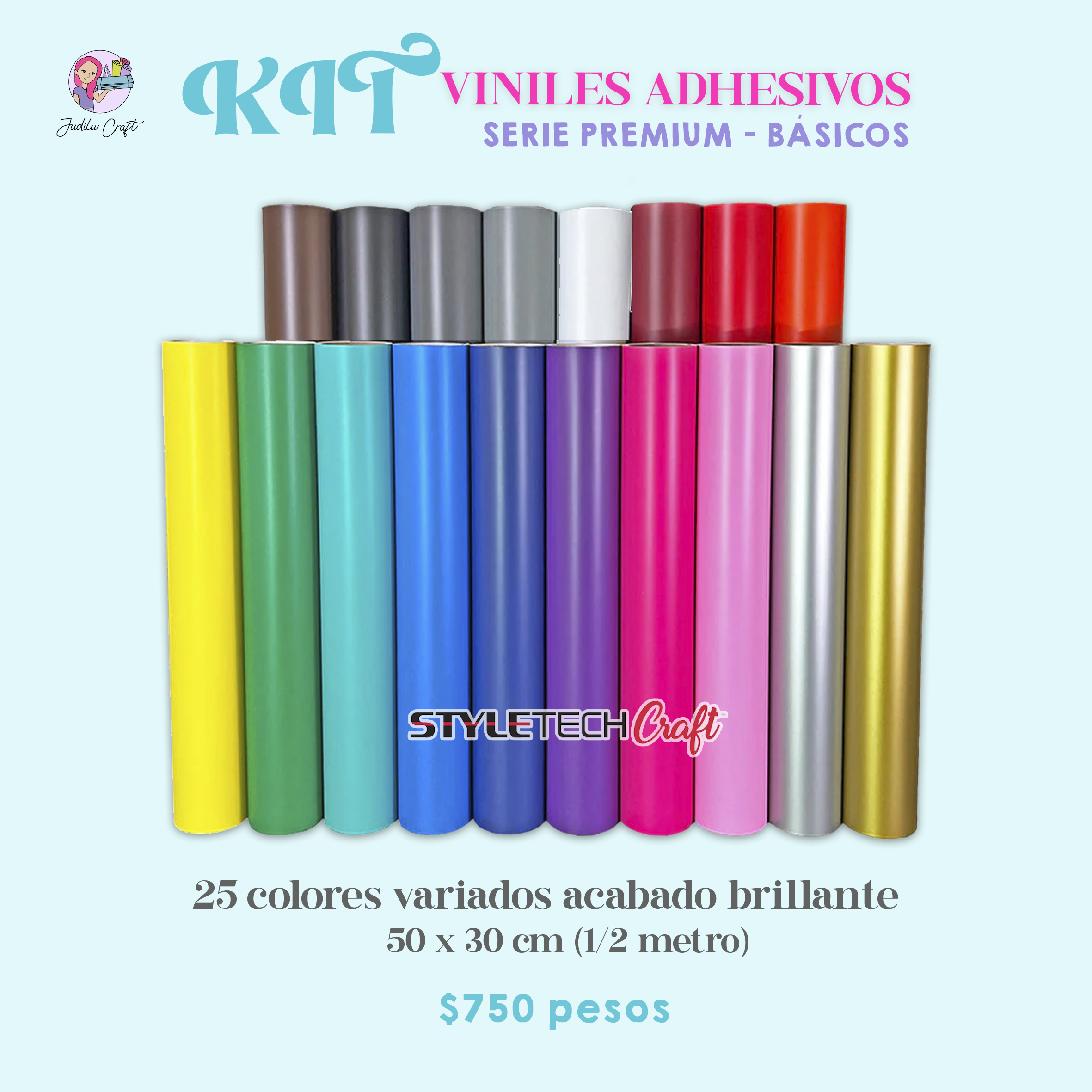 🌈 KIT DE INICIO: Viniles Adhesivos Premium Básicos 50 CM