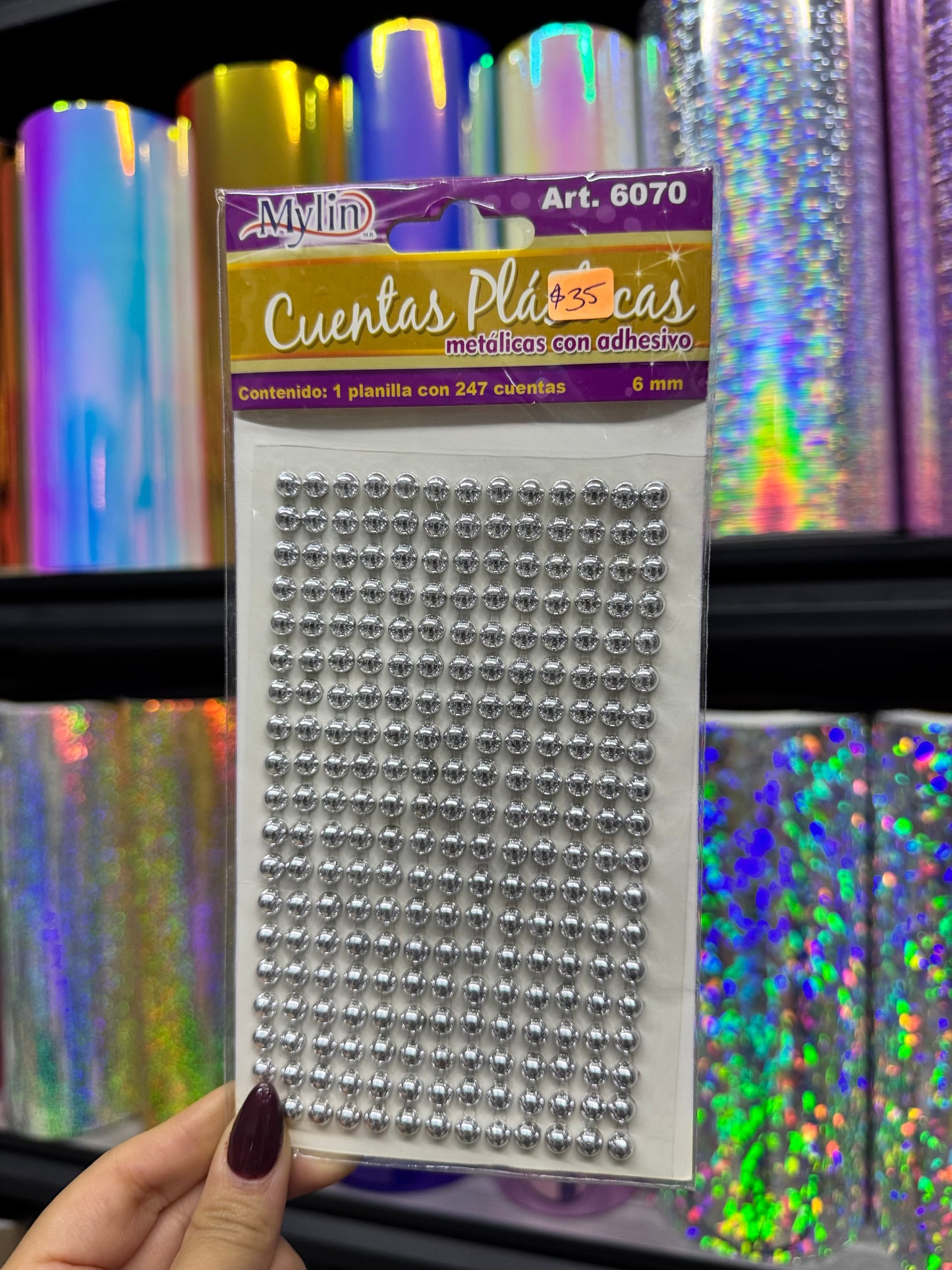 Piedritas para textiles y papel -
 plateadas