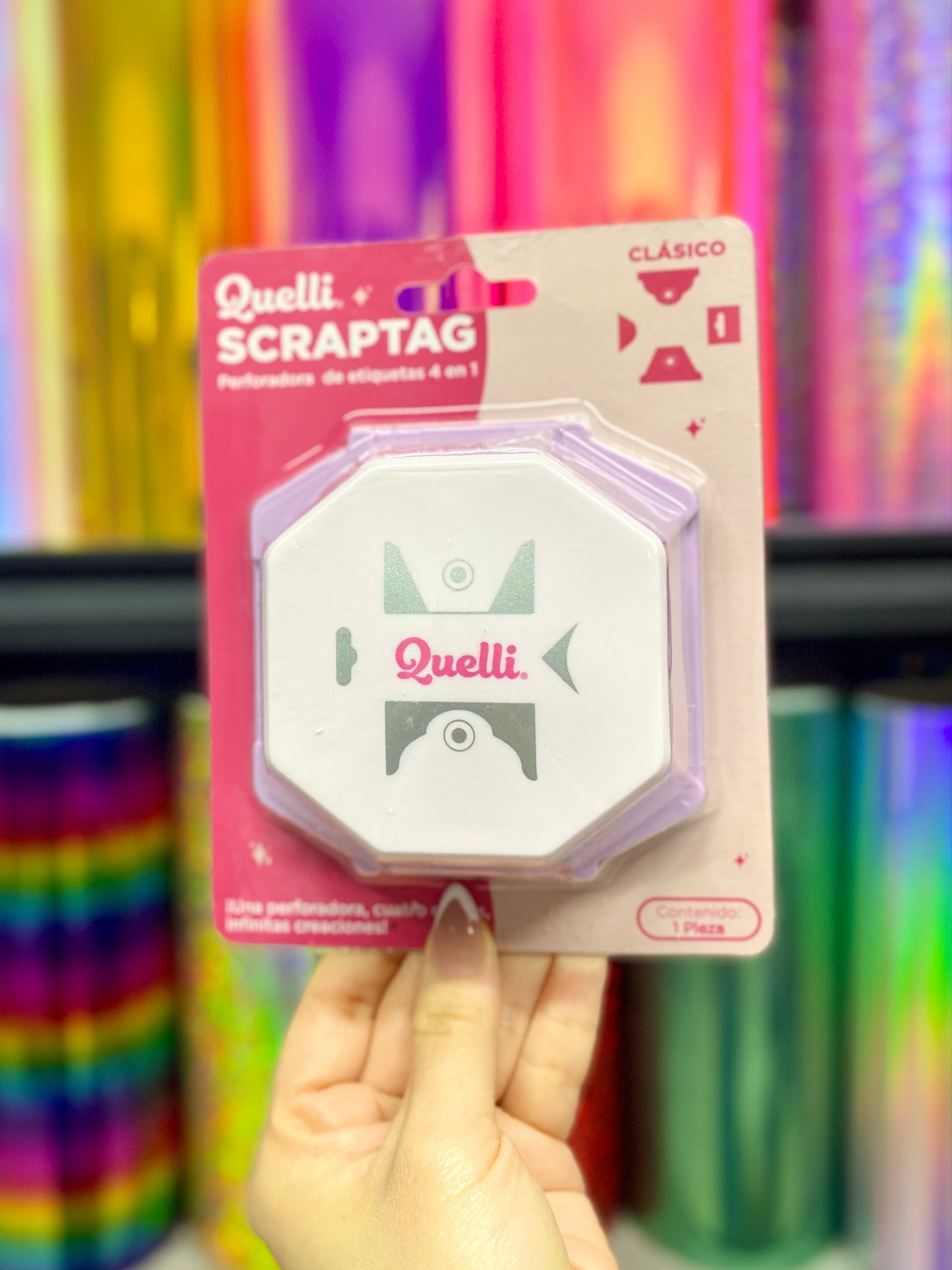 Perforadora de etiquetas 4 en 1