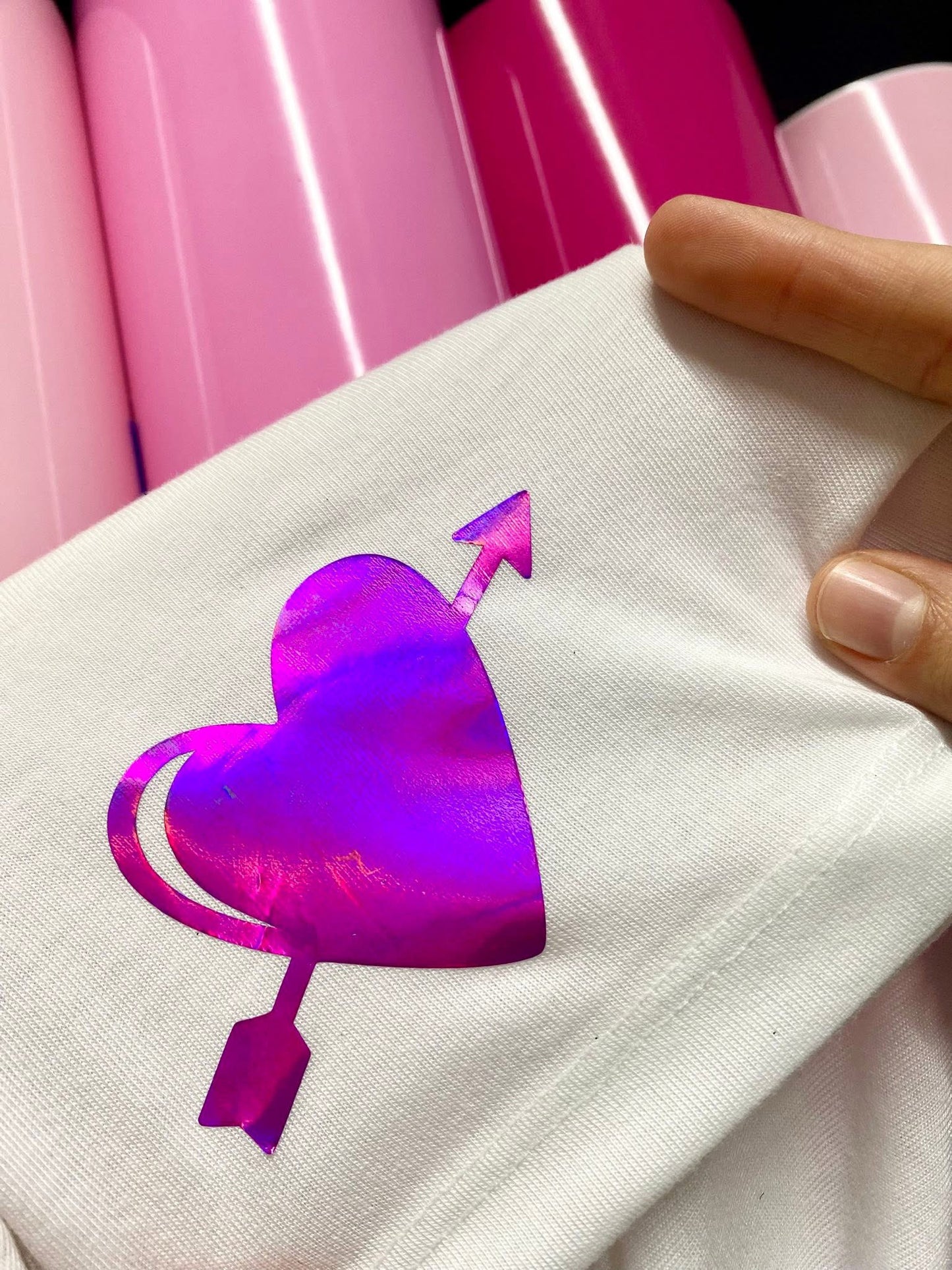 Vinil Textil Metallic Holographic Pink