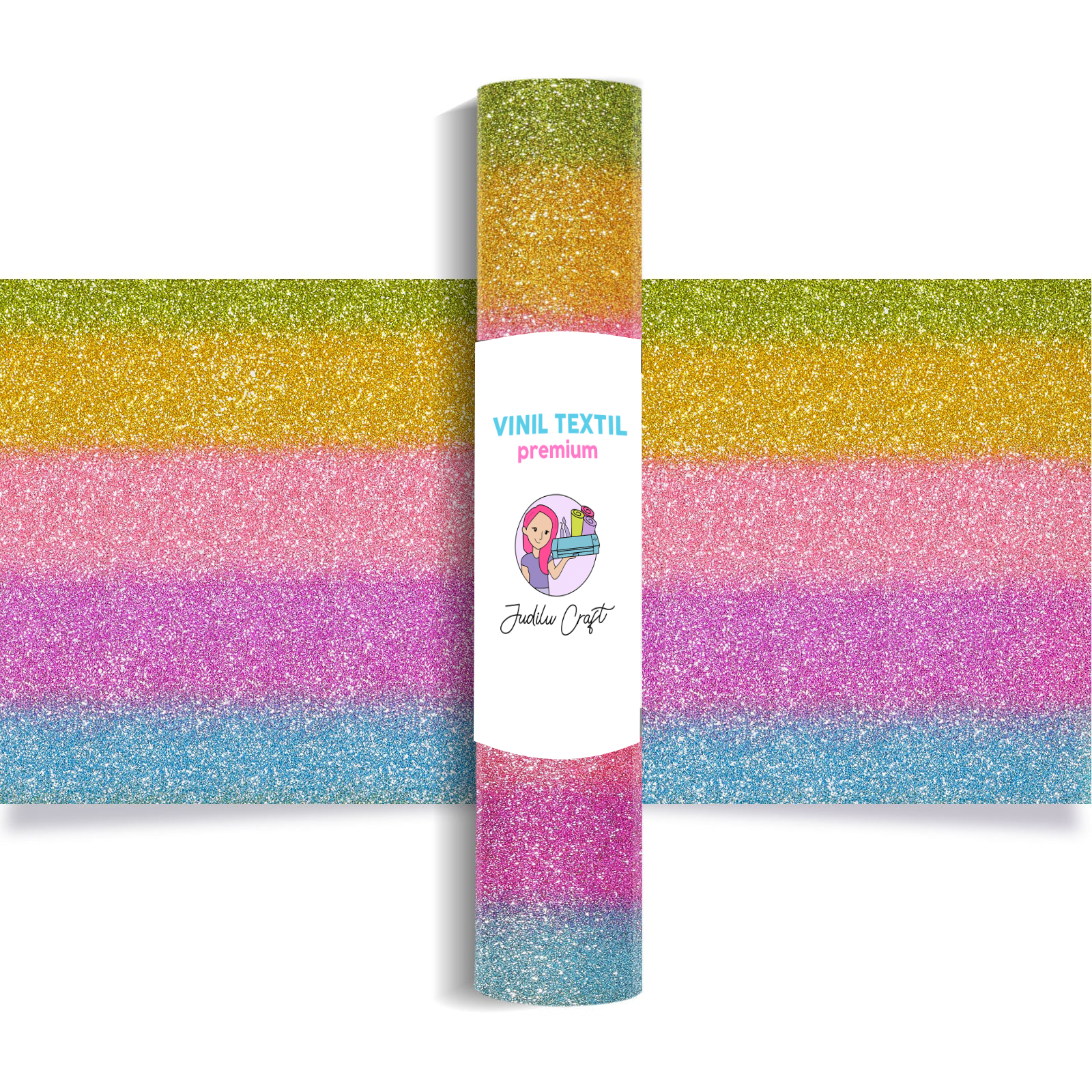 Vinil Textil Premium Rainbow Glitter